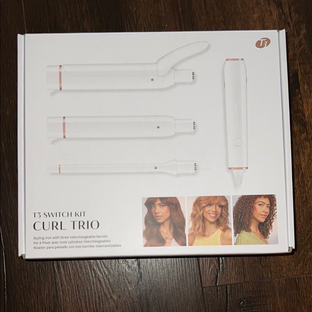 T3 Curl Trio Hair Styling Set in White with Rose Gold Accents